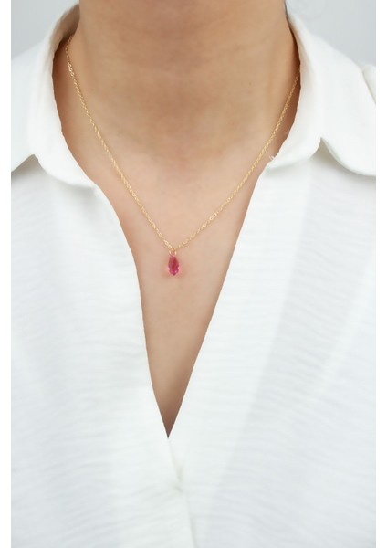 Ince Zincir Kristal Uçlu Kolye