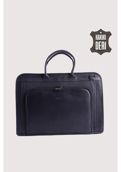 Hakiki Deri Erkek Evrak Çantası Lacivert SMR063