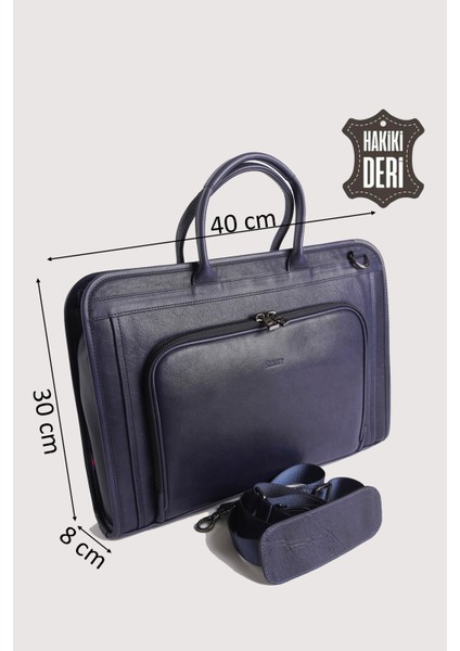 Hakiki Deri Erkek Evrak Çantası Lacivert SMR063 fiyatları
