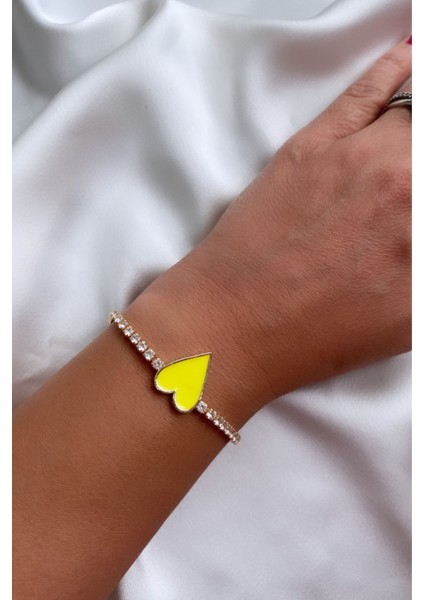 Sarı Kalp Detay Suyolu Bileklik