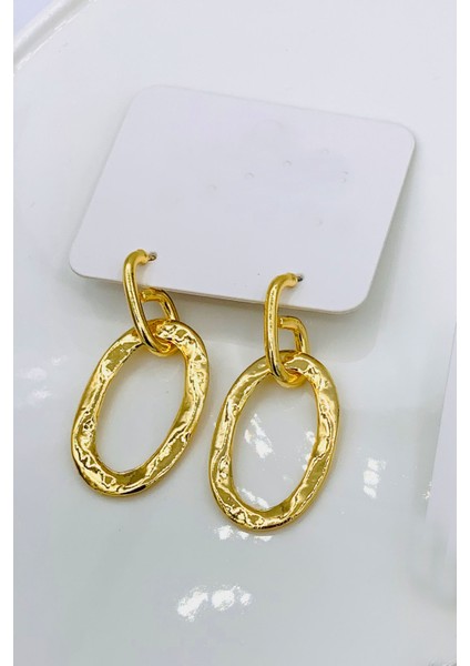 Gold Renk Sallantı Tasarım Küpe