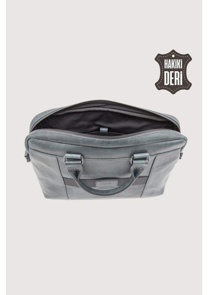 Hakiki Deri Laptop Evrak Çantası Haki SMR7644