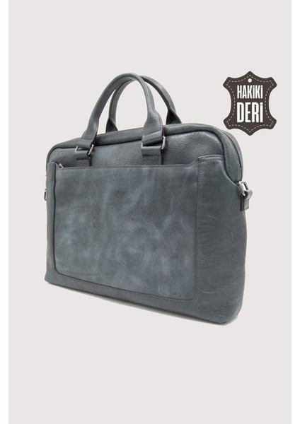 Hakiki Deri Laptop Evrak Çantası Haki SMR7644