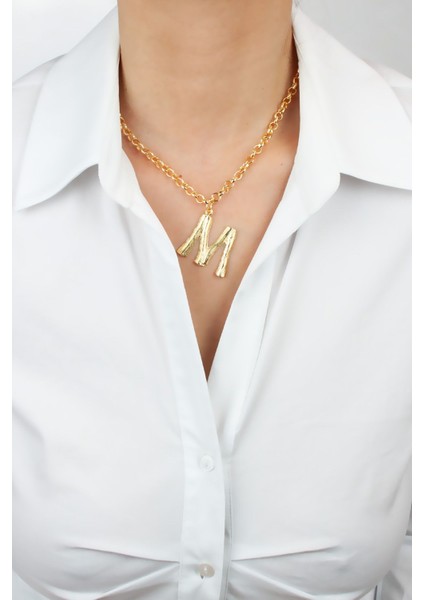 Gold Zincir M Harf Kolye M Harfi