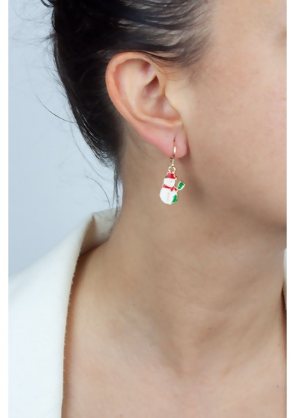 Kardan Adam Figür Yılbaşı Temalı Küpe