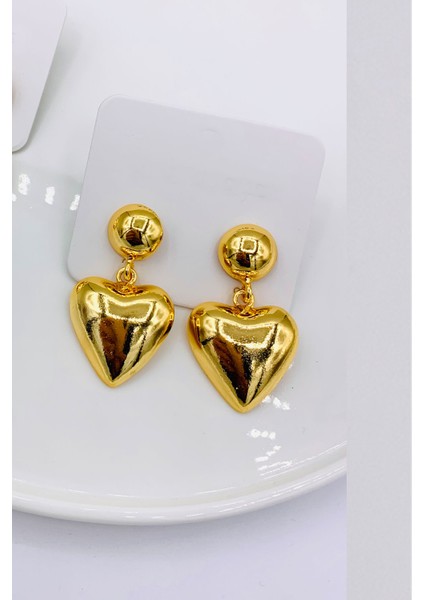 Kalp Figürlü Sallantı Küpe