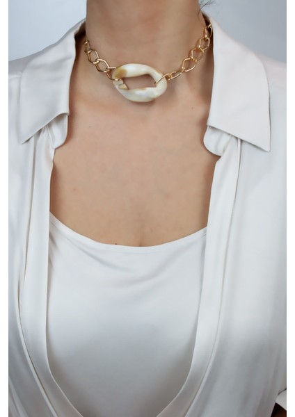Büyük Kemik Detay Choker Kolye