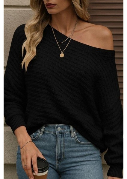 Kadın Uzun Kollu Tek Omuzu Açık Triko Bluz fiyatları