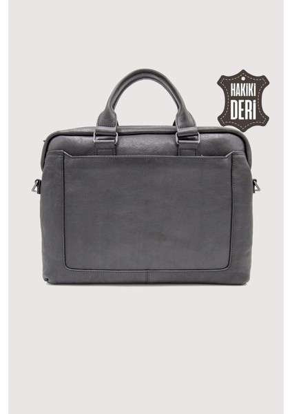 Hakiki Deri Laptop Evrak Çantası Siyah SMR7644