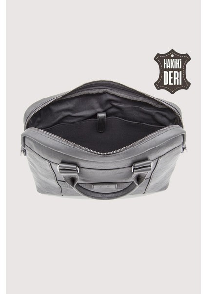 Hakiki Deri Laptop Evrak Çantası Siyah SMR7644