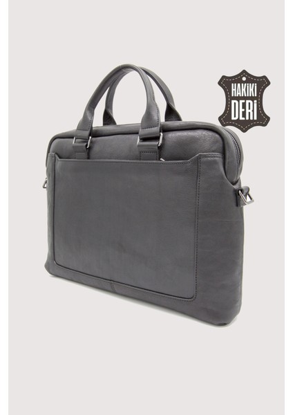 Hakiki Deri Laptop Evrak Çantası Siyah SMR7644