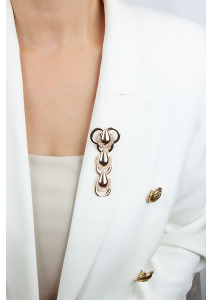 Taşlı Gold Kadın Broş