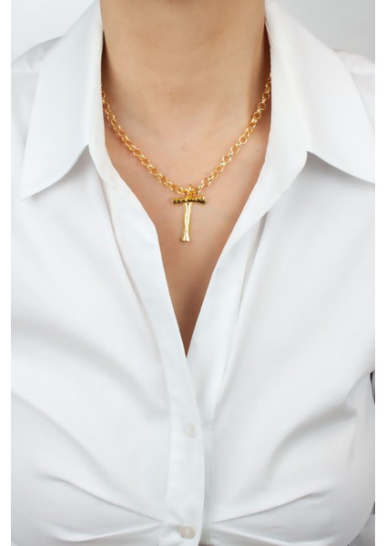 Gold Zincir T Harf Kolye T Harfi
