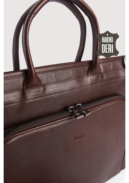 Hakiki Deri Erkek Evrak Çantası Kahverengi SMR063 fırsatları