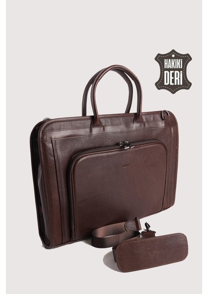 Hakiki Deri Erkek Evrak Çantası Kahverengi SMR063 indirimleri