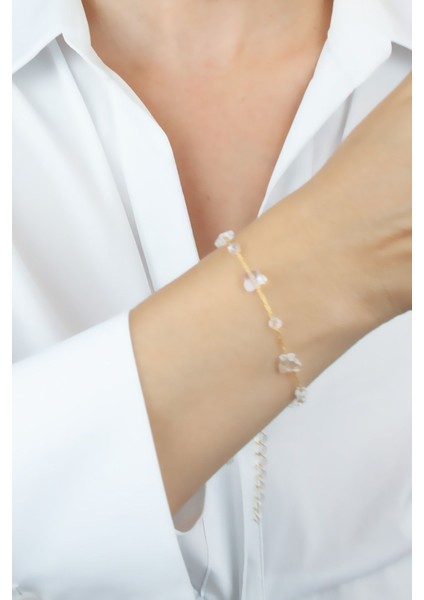 Kristal Taşlı Gold Bileklik
