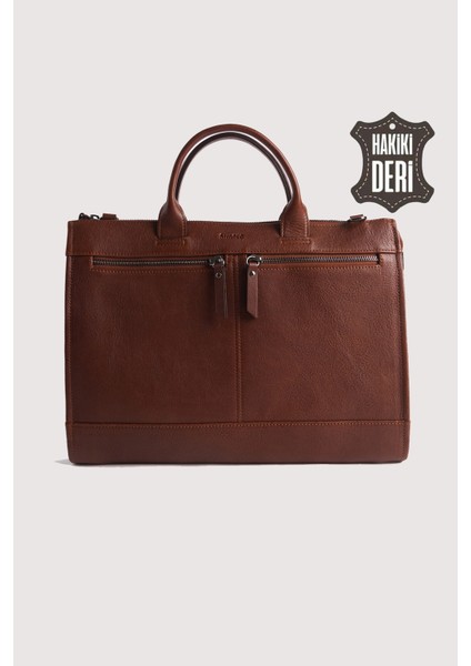 Hakiki Deri Erkek Evrak Çantası Taba SMR6981