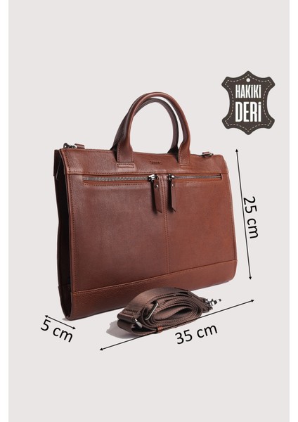 Hakiki Deri Erkek Evrak Çantası Taba SMR6981 fiyatları