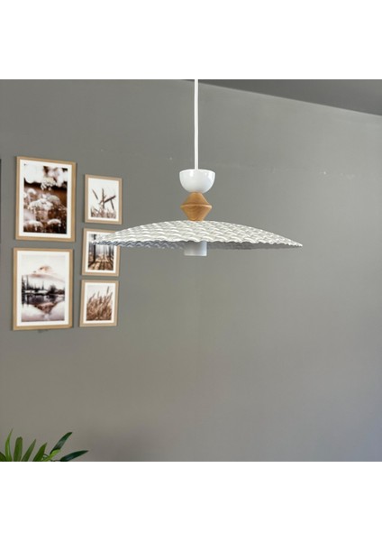 Zetra Beyaz Metal Avize Tekli Q Şapka Başlık Mutfak Modern Dekoratif Sarkıt Aydınlatma