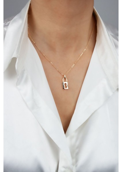 Kilit Figür Ince Zincir Kolye