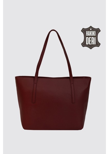 Hakiki Deri Kadın Omuz Çantası Bordo SMR6425