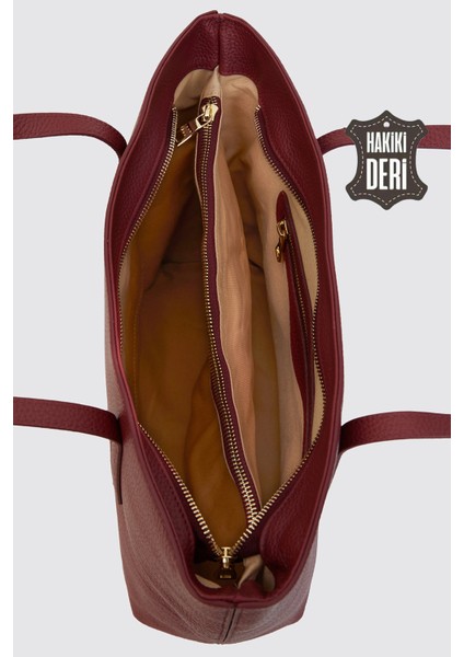 Hakiki Deri Kadın Omuz Çantası Bordo SMR6425 fırsatları