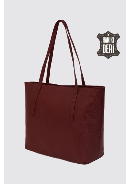 Hakiki Deri Kadın Omuz Çantası Bordo SMR6425 indirimleri