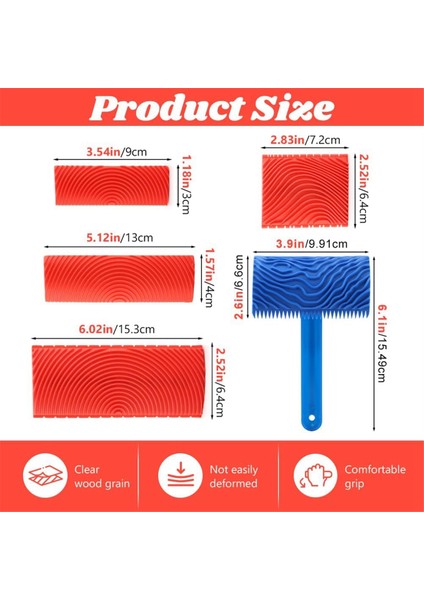 5'li Paket Ahşap Desen Aleti, Ahşap Desen Alet Seti, Doku Deseni (Yurt Dışından) fırsatları