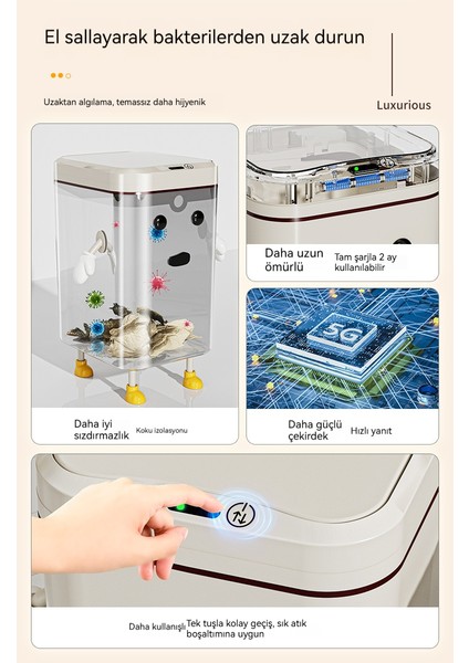 Yeni Tasarım Akıllı Sensörlü Ev Tipi Çöp Kutusu (Yurt Dışından) fiyatları