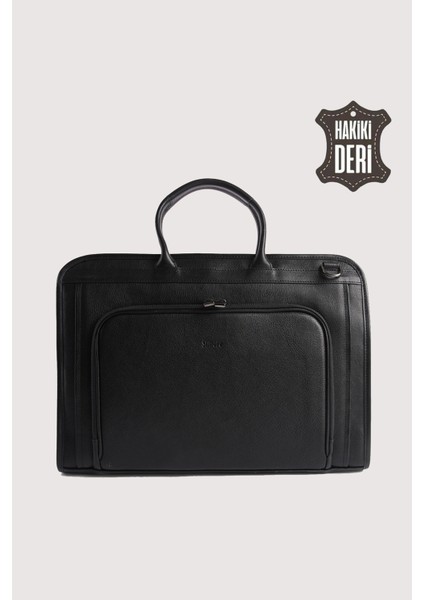 Hakiki Deri Erkek Evrak Çantası Siyah SMR063