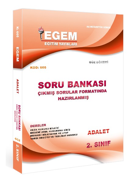 Aöf 2. Sınıf Adalet Güz Dönemi Soru Bankası ( Çıkmış Sorular Formatında )