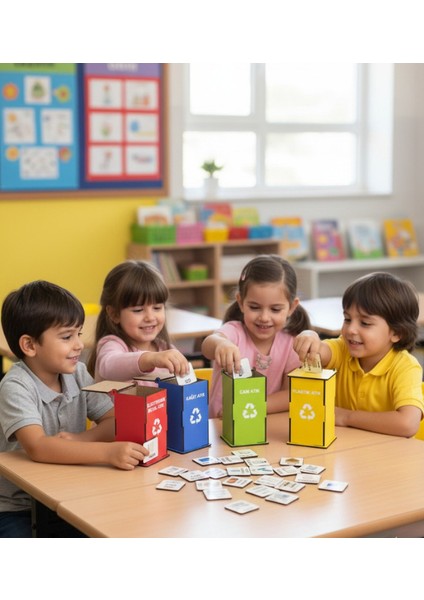 Geri Dönüşüm Oyunu – Ahşap 4’lü Stem Eğitim Seti Dıy Kendin Yap fiyatları
