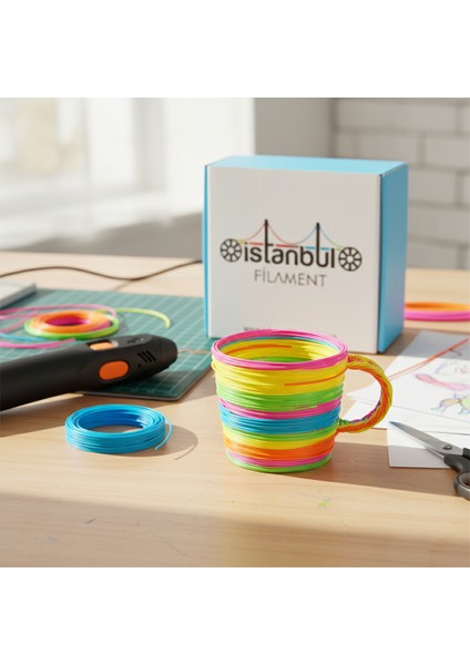 Istanbul Filament Pla 3D Kalem Yazıcı Için 25 Renk (25X5 Metre) 125 Metre Pla Filament