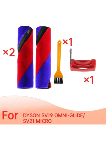 Dyson SV19 OMNI-GLIDE/SV21 Mıcro Elektrikli Süpürge Yumuşak Kadife Çift Silindirli Fırça Için 2 Adet Ana Fırça + Anahtar Kilit Seti (Yurt Dışından)