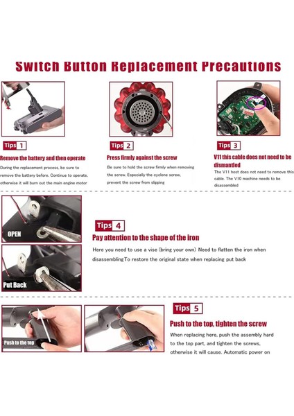 Dyson V10 V11 SV12 SV14 Elektrikli Süpürge Aparatı Için Tetik Anahtarı Değişimi (Yurt Dışından) modelleri