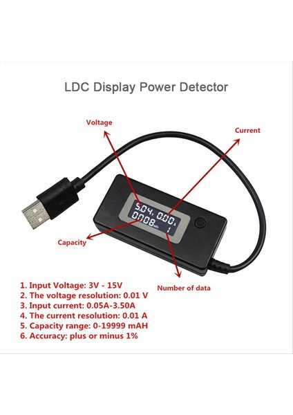 USB Voltaj/amper Güç Ölçer Test Cihazı Multimetre Dijital (Yurt Dışından) modelleri