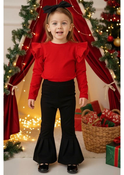 Kız Çocuk Coco Kırmızı Fırfırlı Uzun Kollu Ispanyol Alt Üst Eşofman Takım fiyatları