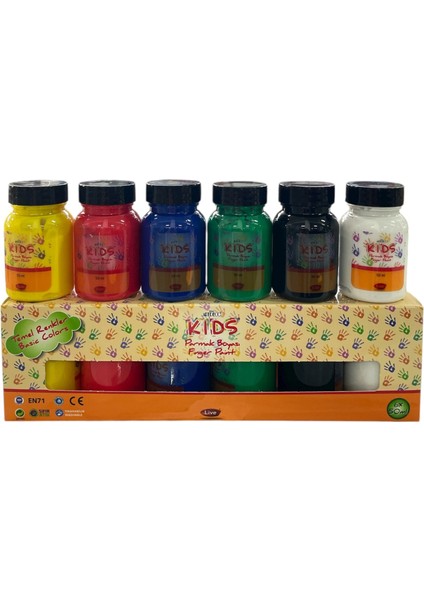 Kids Parmak Boyası Seti 6X50ML Temel Renkler