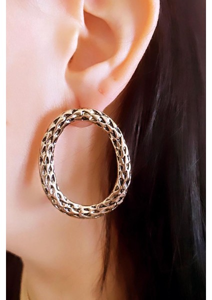 Işlemeli Tasarım Halka Küpe