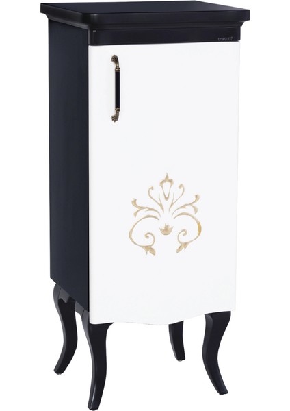 Antik 115 cm Boy Dolabı Desenli Siyah - Beyaz