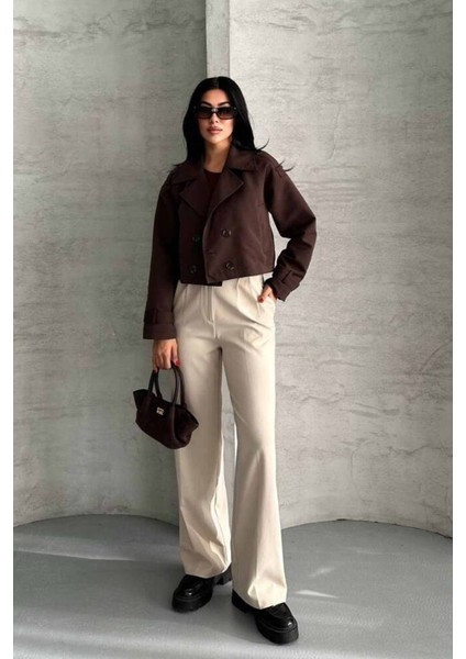 Trençkot Crop Premıum Kalite Astarlı fiyatları