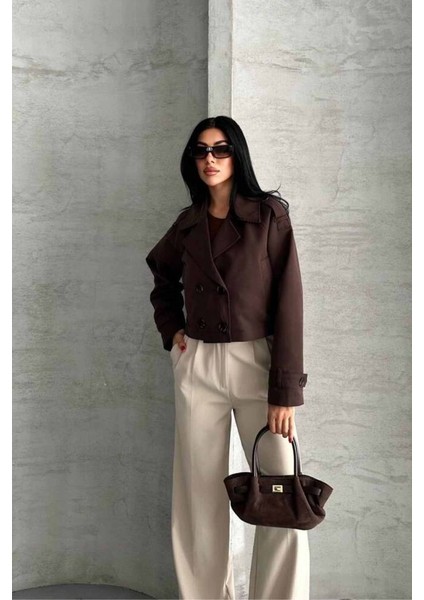 Trençkot Crop Premıum Kalite Astarlı modelleri