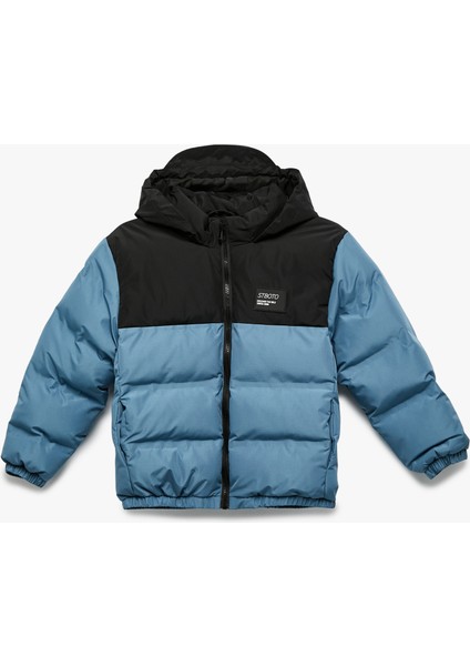 Fermuarlı Kapşonlu Şişme Mont