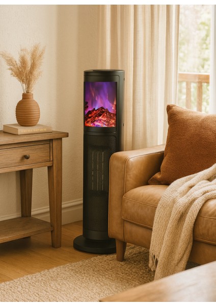 German 2075 L Grey Oben Seri OLED Şömineli Ekran Dijital Kule Tipi Seramik Fanlı Isıtıcı fiyatları