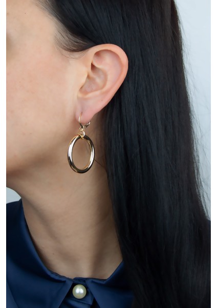 Halka Sallantı Gold Küpe