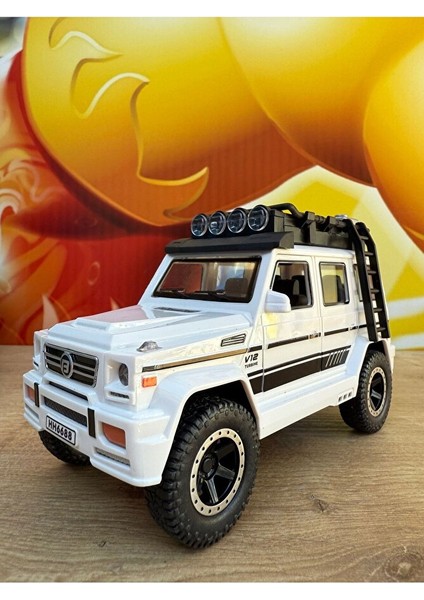 Mercedes G63 Işıklı Müzikli Lüks Jeep Mercedes G65 Beyaz Jip Model Araba 17CM Açılan Kapılar