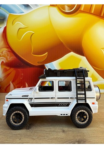 Mercedes G63 Işıklı Müzikli Lüks Jeep Mercedes G65 Beyaz Jip Model Araba 17CM Açılan Kapılar modelleri