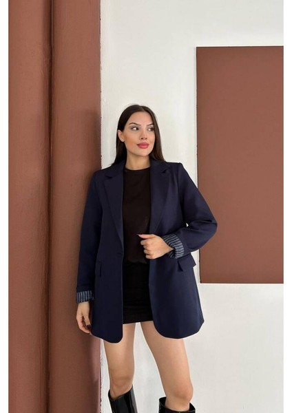 Kruvaze Yaka Içi Çizgi Desen Astarlı Blazer Ceket Marka Muadil fiyatları