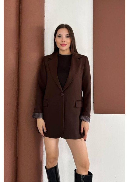 Kruvaze Yaka Içi Çizgi Desen Astarlı Blazer Ceket Marka Muadil fırsatları