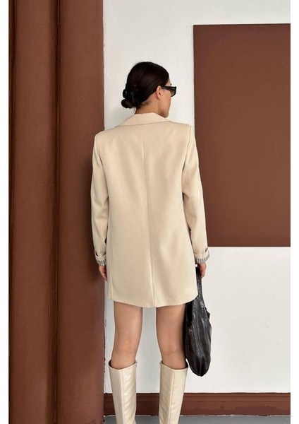 Kruvaze Yaka Içi Çizgi Desen Astarlı Blazer Ceket Marka Muadil indirimleri